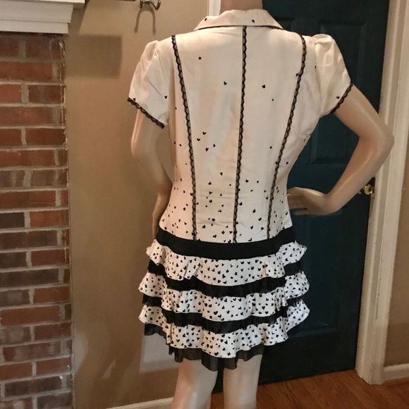 NWT $129 bebe | Silk | Franki | Peter Pan Collar Hearts Dress | Size M - Picture 12 of 16